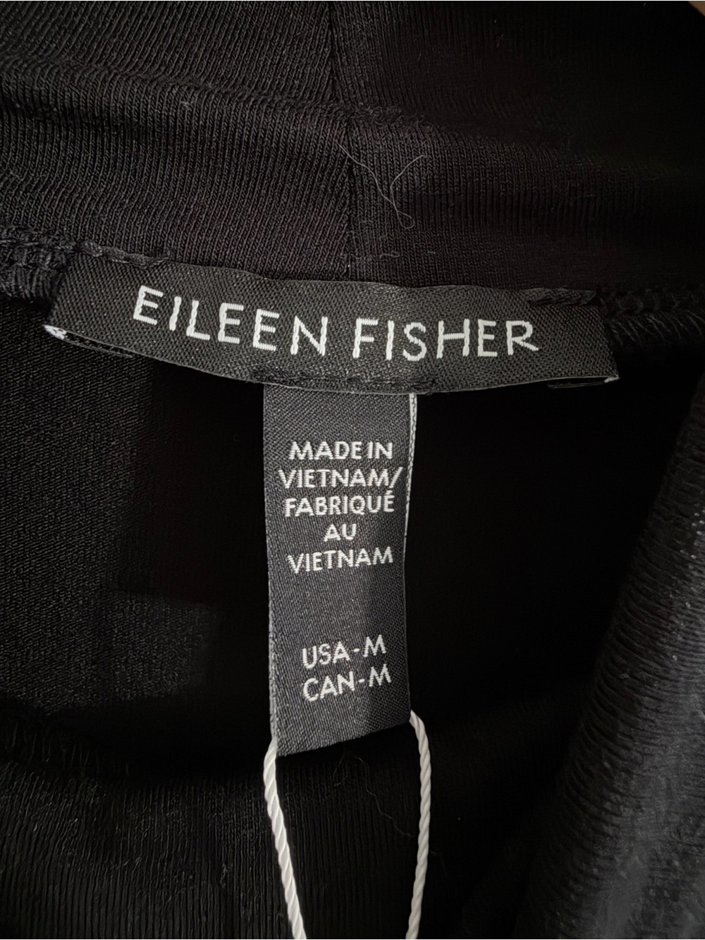 NWT Eileen Fisher Turtleneck Top Womens M Black Tencel Stretch Tee MSRP $138 - Picture 4 of 8